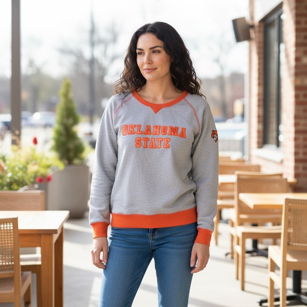 UG Apparel Oklahoma State Sweatshirt 1X Gray Excellent Sequin Pistol Pete Logo